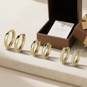 4 Pair Gold Huggie Set